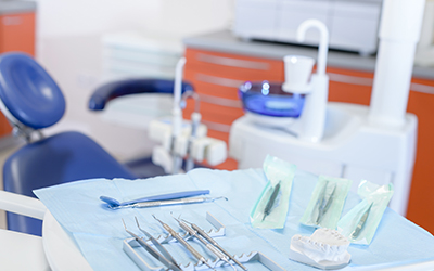 Dental tools on a tray