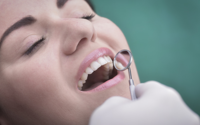 Patient in dental exam chair